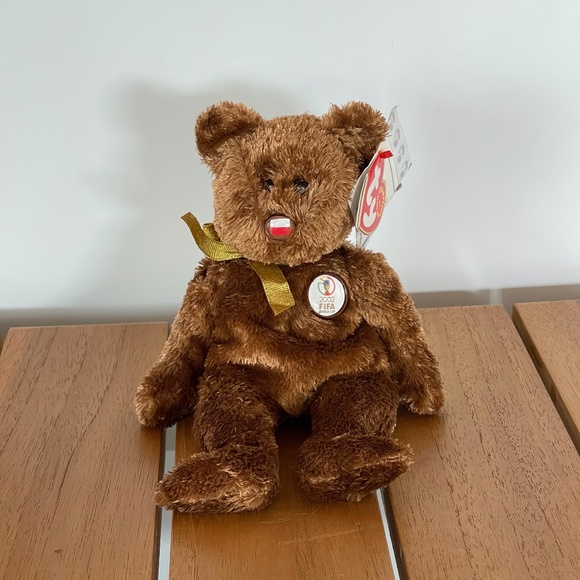 TY Beanie Baby 'Poland' Fifa 2002 World Cup CHAMPION Bear - Picture 1 of 7